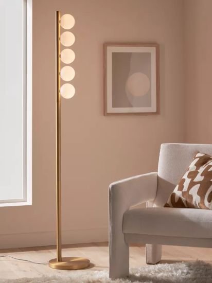 Modern Chandelier Floor Lamp, Matte Warm Brass